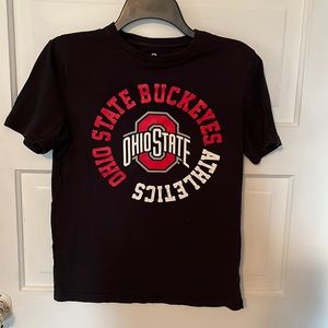 Team Athletics youth, black & red OSU, short sleeve, cotton. size L